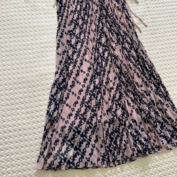 $615 NWT Self-Portrait Printed Frill Balloon Sleeve Pleated Maxi Dress - Picture 16 of 16